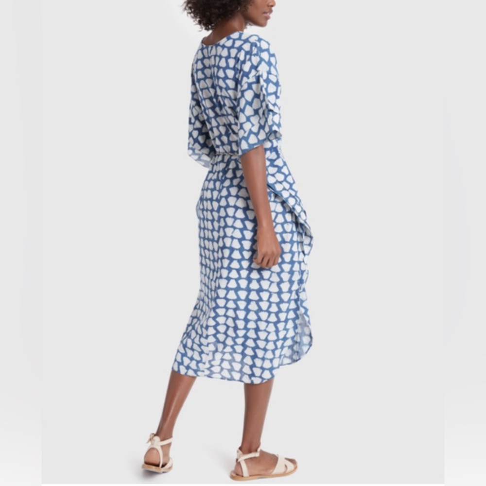 💙 Mirth Indigo Block Print Cotton Kaftan – Size Small, missing rope belt 💙